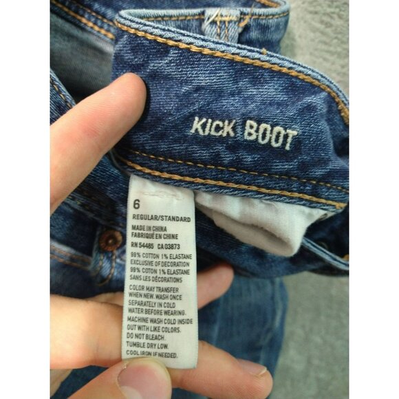 American Eagle Jeans Womens 6 Blue Denim Kick Boot Distressed Medium Wash - Picture 8 of 9